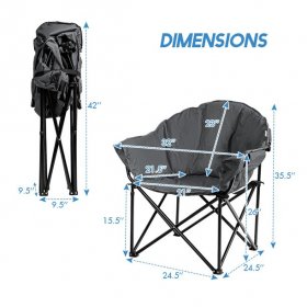 Costway Folding Camping Moon Padded Chair with Carry Bag Cup Holder Portable Grey