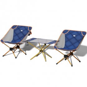Outsunny Camping Table and 2 Chairs Folding Set w/ Cup Holder & Carry Bag