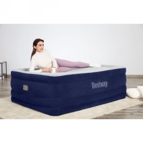 Bestway Tritech 24" Air Mattress Antimicrobial Coating with Built-in AC Pump, Full