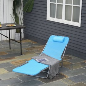 Outsunny Mesh Outdoor Reclining Lounge Chair Lightweight & Portable, Blue