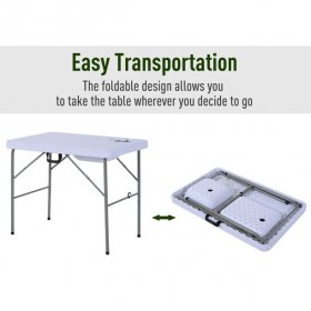 Outsunny Portable Folding Camping Sink Table with Faucet and Dual Water Basins, Outdoor Fish Table Sink, 40'